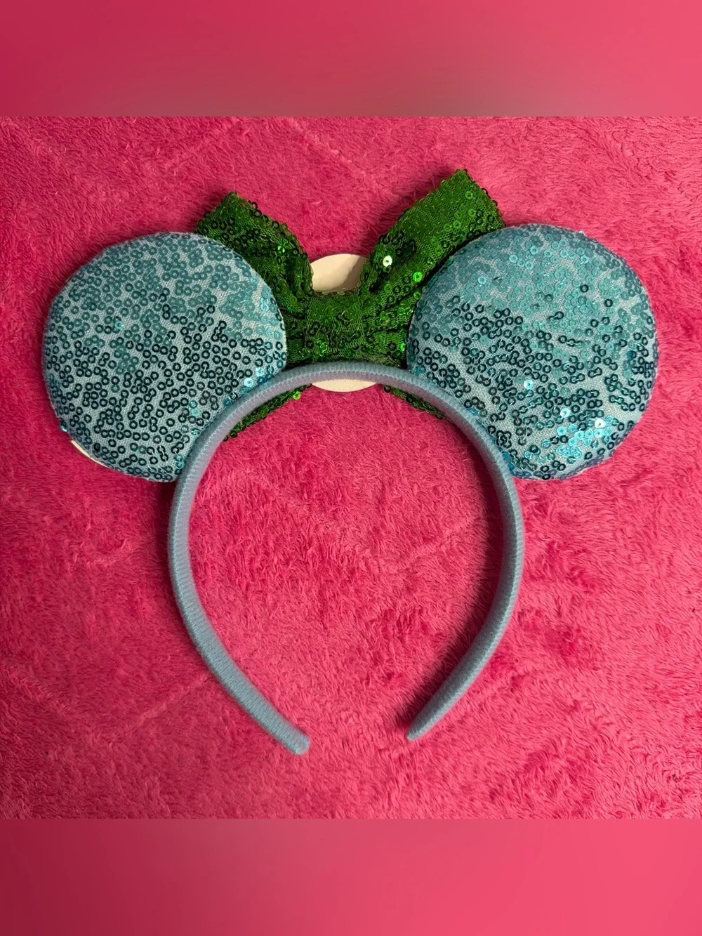 Disney Monster Inc. Green Sequin Bow Kids Headband with Blue Eye Accent
